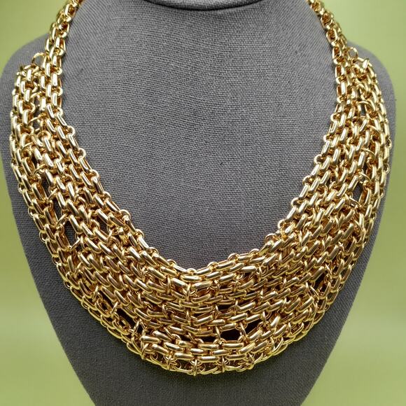 Vintage YOU and I Gold Tone Multi Strand Chain Statement Necklace 21" Collar - Picture 3 of 11